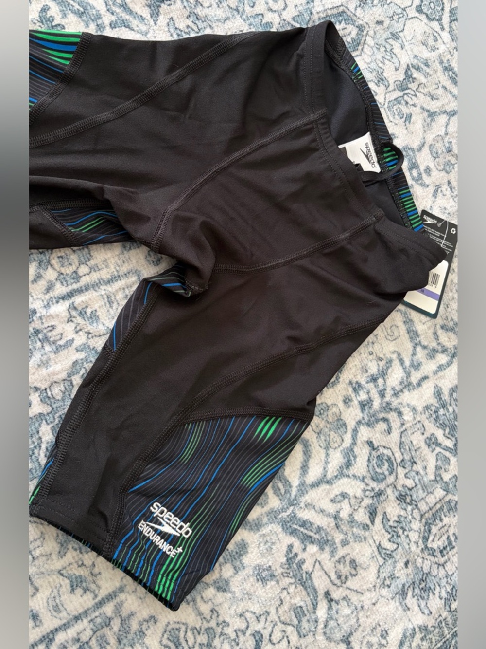 Speedo Men's Space Train Jammer Black/Blue/Green Speedos - Picture 8 of 16
